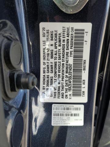 19XZE4F55LE014247 - 2020 HONDA INSIGHT EX GRAY photo 12