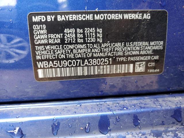 WBA5U9C07LA380251 - 2020 BMW M340XI BLUE photo 12