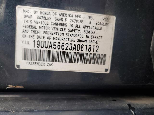 19UUA56623A061812 - 2003 ACURA 3.2TL BLACK photo 12