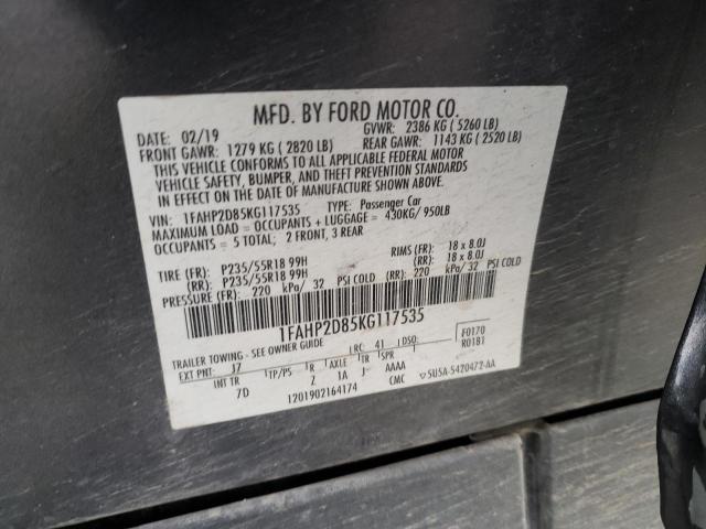 1FAHP2D85KG117535 - 2019 FORD TAURUS SE CHARCOAL photo 12