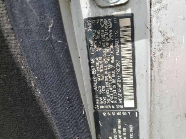 WDBFA68F8XF180367 - 1999 MERCEDES-BENZ SL 500 ვერცხლისფერი ფოტო 12