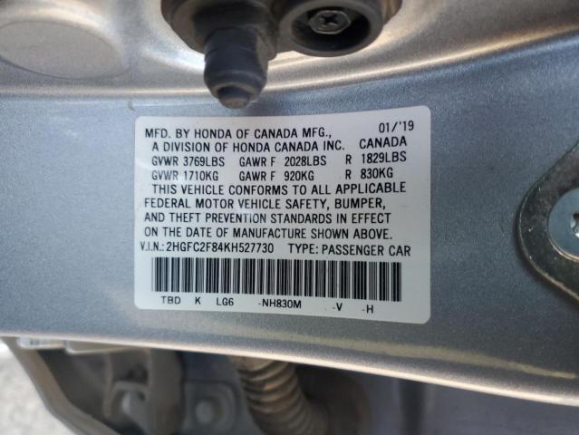 2HGFC2F84KH527730 - 2019 HONDA CIVIC SPORT Күміс фото 12