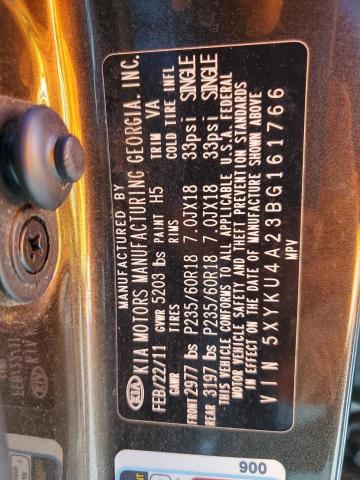 5XYKU4A23BG161766 - 2011 KIA SORENTO EX 灰色 照片 13