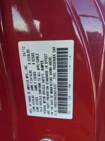 1HGCS1B82CA015227 - 2012 HONDA ACCORD EXL RED photo 12