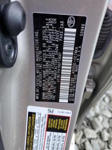 4T1BF1FK1HU713687 - 2017 TOYOTA CAMRY LE 银色 照片 12