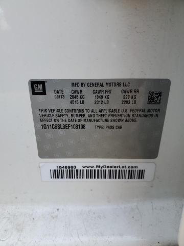 1G11C5SL3EF108108 - 2014 CHEVROLET MALIBU 1LT Ақ фото 12