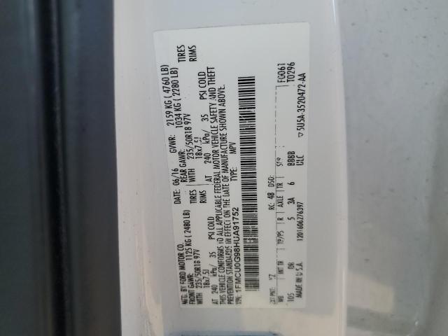 1FMCU0G98HUA91752 - 2017 FORD ESCAPE SE WHITE photo 13