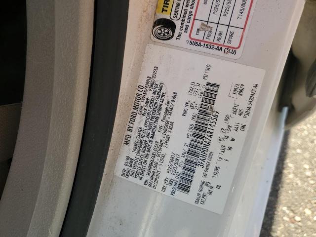 3FAHP0HA7AR145569 - 2010 FORD FUSION SE WHITE photo 12