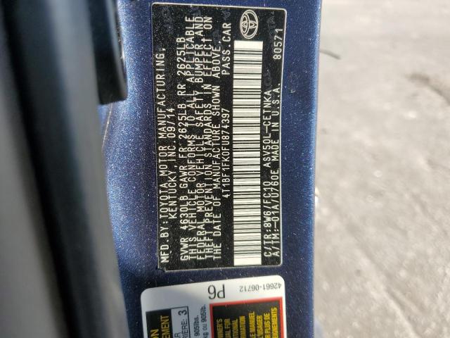 4T1BF1FK0FU874397 - 2015 TOYOTA CAMRY LE BLUE photo 12