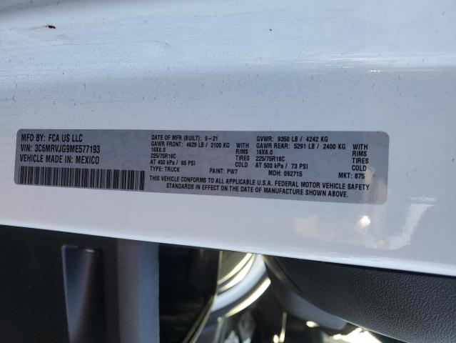 3C6MRVJG9ME577193 - 2021 RAM PROMASTER 3500 HIGH Білий фото 12