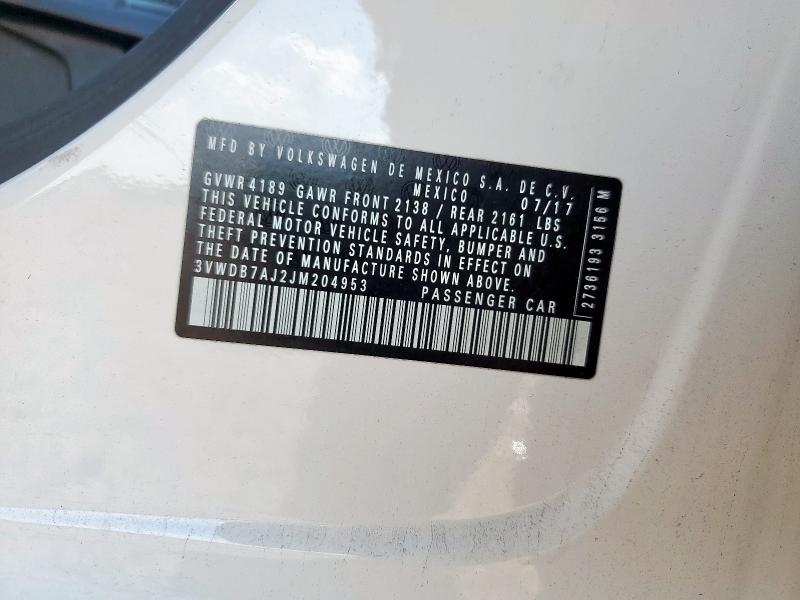 3VWDB7AJ2JM204953 - 2018 VOLKSWAGEN JETTA SE Սպիտակ լուսանկար 12