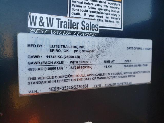 1E9BF3524GS230464 - 2016 ELIT TRAILER BLACK photo 10