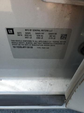 1G11C5SL4FF138106 - 2015 CHEVROLET MALIBU 1LT SILVER photo 12