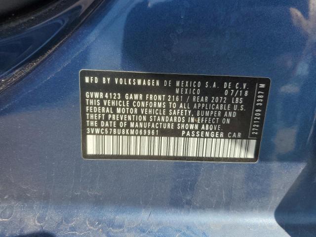 3VWC57BU8KM069961 - 2019 VOLKSWAGEN JETTA S 蓝色 照片 12