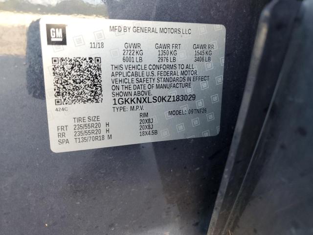 1GKKNXLS0KZ183029 - 2019 GMC ACADIA DENALI Mavi fotoğraf 13