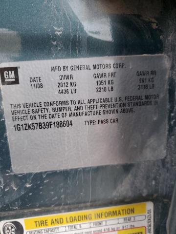 1G1ZK57B39F188604 - 2009 CHEVROLET MALIBU LTZ ლურჯი ფოტო 13