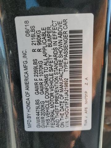 1HGCV1F31JA219892 - 2018 HONDA ACCORD SPORT შავი ფოტო 13