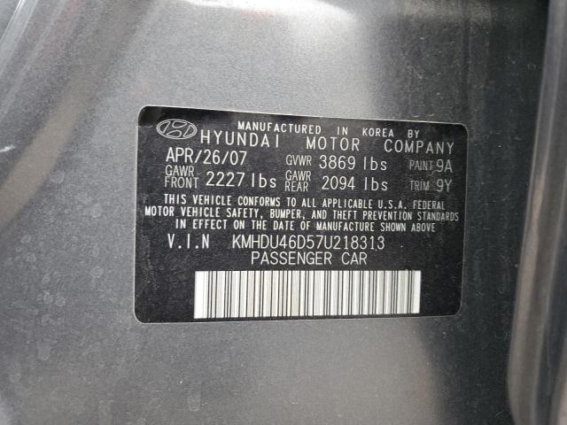 KMHDU46D57U218313 - 2007 HYUNDAI ELANTRA GLS CHARCOAL photo 13