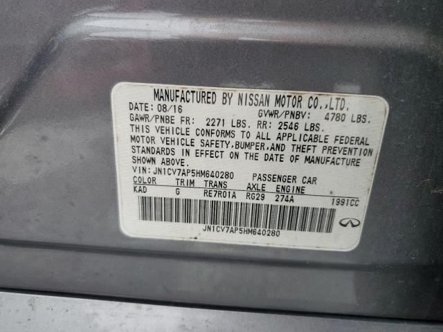 JN1CV7AP5HM640280 - 2017 INFINITI Q50 BASE 灰色 照片 12