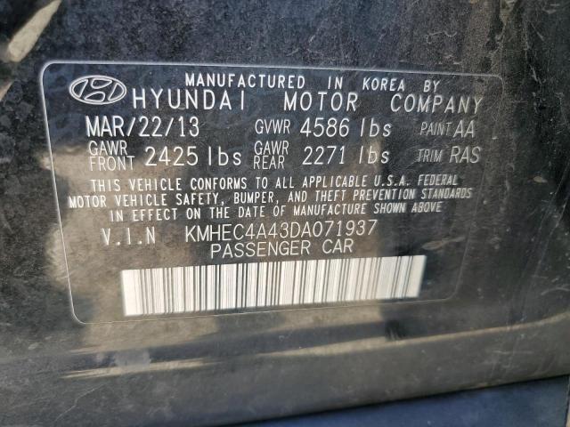 KMHEC4A43DA071937 - 2013 HYUNDAI SONATA HYBRID BLACK photo 12