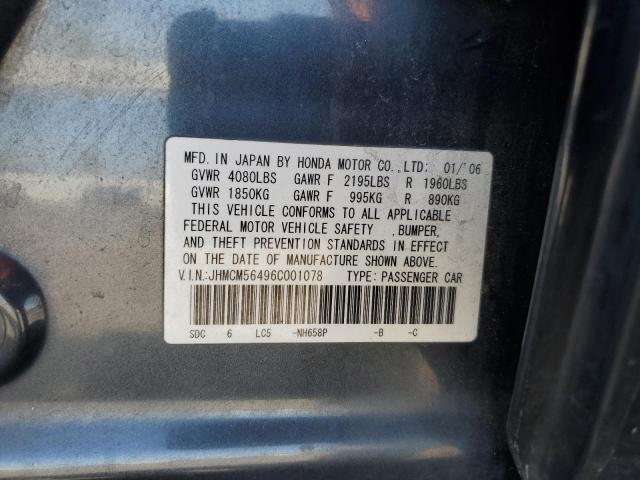 JHMCM56496C001078 - 2006 HONDA ACCORD LX Grau Foto 12