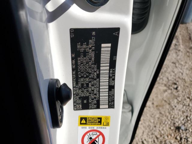 5TDKKRFH9ES006596 - 2014 TOYOTA HIGHLANDER XLE WHITE photo 12