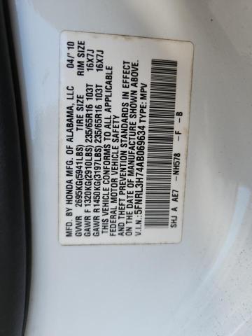 5FNRL3H74AB069634 - 2010 HONDA ODYSSEY EXL Weiß Foto 13