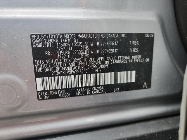 2T3W1RFV9PW257310 - 2023 TOYOTA RAV4 XLE 银色 照片 13