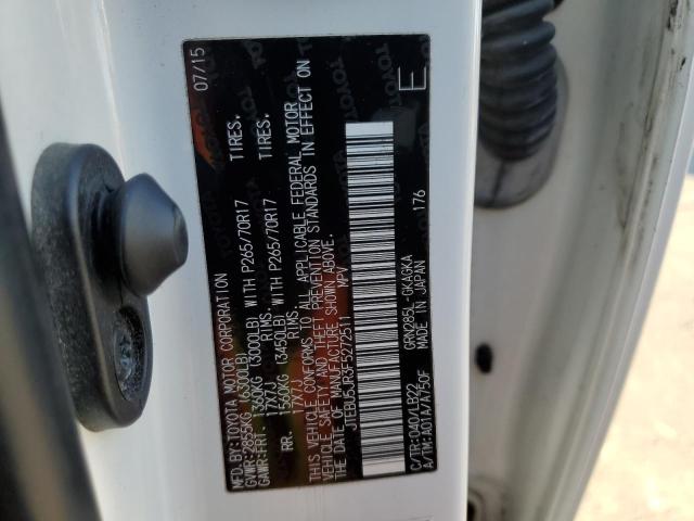 JTEBU5JR3F5272511 - 2015 TOYOTA 4RUNNER SR5/SR5 PREMIUM თეთრი ფოტო 13