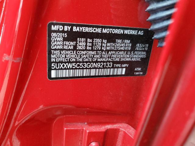 5UXXW5C53G0N92133 - 2016 BMW X4 XDRIVE35I RED photo 13