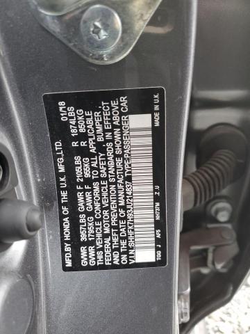 SHHFK7H93JU214837 - 2018 HONDA CIVIC SPORT TOURING GRAY photo 13