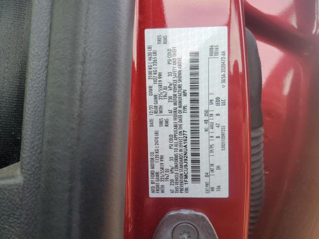 1FMCU9J92NUA16277 - 2022 FORD ESCAPE TITANIUM RED photo 13