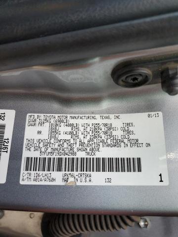5TFUM5F19DX042988 - 2013 TOYOTA TUNDRA DOUBLE CAB SR5 SILVER photo 12