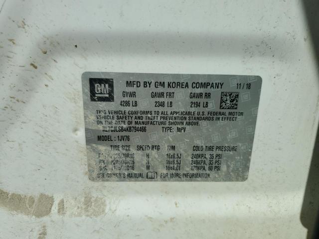 KL7CJLSB4KB794466 - 2019 CHEVROLET TRAX 1LT أبيض صورة 13