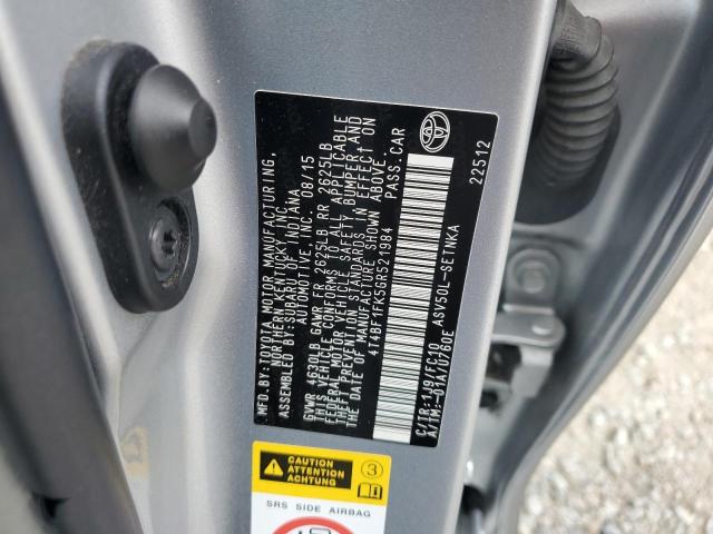 4T4BF1FK5GR521984 - 2016 TOYOTA CAMRY LE SILVER photo 12