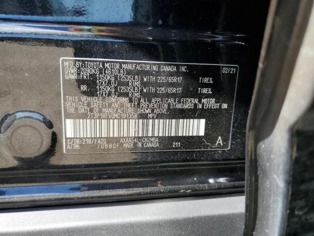 2T3P1RFV0MC191358 - 2021 TOYOTA RAV4 XLE BLACK photo 12