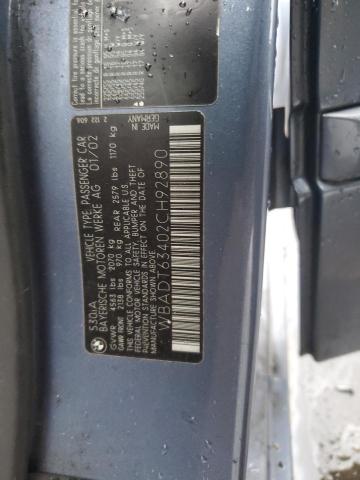 WBADT63402CH92890 - 2002 BMW 530 I AUTOMATIC BLUE photo 12