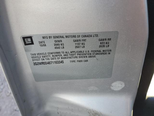 2G2WR554871163345 - 2007 PONTIAC GRAND PRIX GT GRAY photo 12