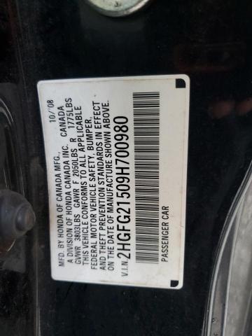2HGFG21509H700980 - 2009 HONDA CIVIC SI BLACK photo 13