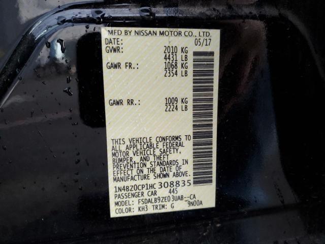 1N4BZ0CP1HC308835 - 2017 NISSAN LEAF S BLACK photo 12