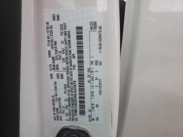 1FMCU9DZ3NUA23878 - 2022 FORD ESCAPE TITANIUM Ақ фото 14