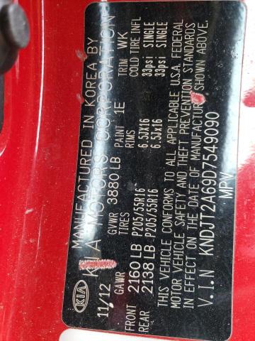 KNDJT2A69D7549090 - 2013 KIA SOUL + RED photo 12