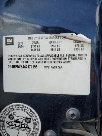 1G4HP52K444172195 - 2004 BUICK LESABRE CUSTOM BLUE photo 12