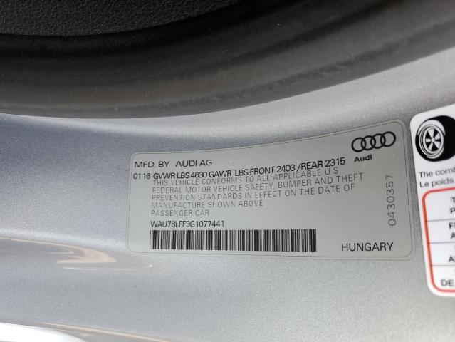 WAU78LFF9G1077441 - 2016 AUDI A3 PREMIUM SILVER photo 12