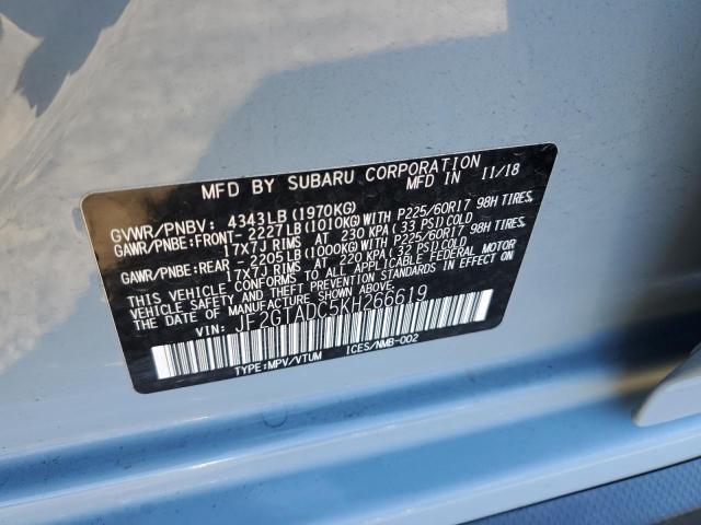 JF2GTADC5KH266619 - 2019 SUBARU CROSSTREK PREMIUM Синій фото 12