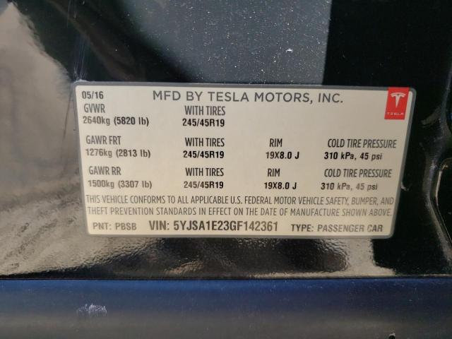 5YJSA1E23GF142361 - 2016 TESLA MODEL S BLACK photo 12