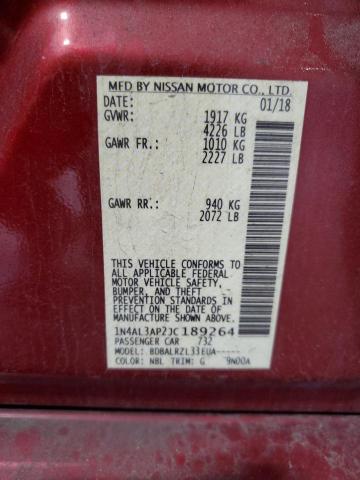 1N4AL3AP2JC189264 - 2018 NISSAN ALTIMA 2.5 Kırmızı fotoğraf 12