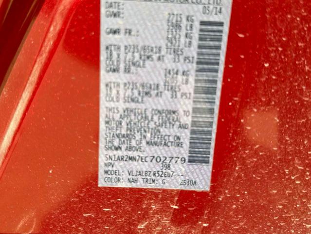 5N1AR2MN7EC702779 - 2014 NISSAN PATHFINDER S RED photo 10