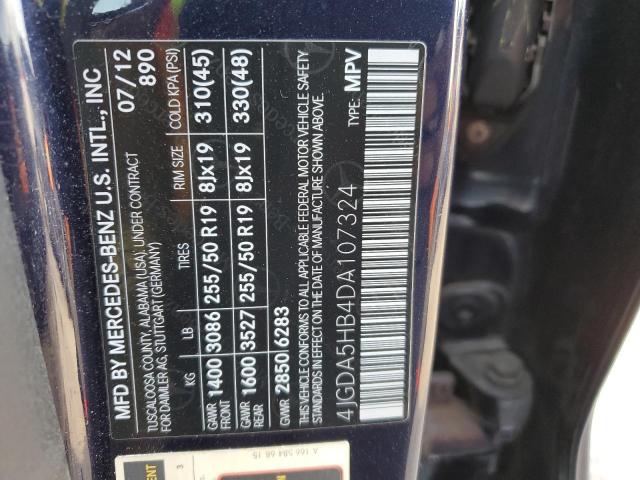 4JGDA5HB4DA107324 - 2013 MERCEDES-BENZ ML 350 4MATIC BLUE photo 13