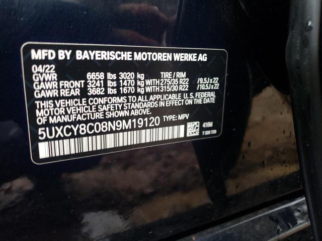5UXCY8C08N9M19120 - 2022 BMW X6 M50I BLACK photo 13